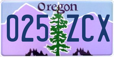 OR license plate 025ZCX