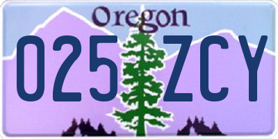 OR license plate 025ZCY