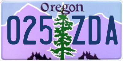OR license plate 025ZDA