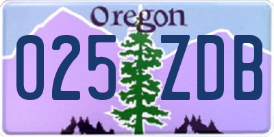 OR license plate 025ZDB