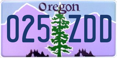 OR license plate 025ZDD