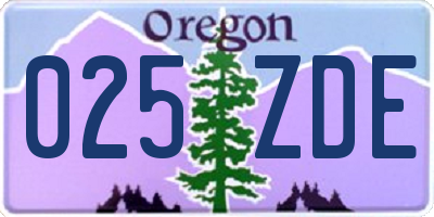 OR license plate 025ZDE