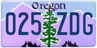 OR license plate 025ZDG