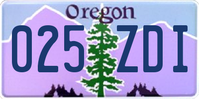 OR license plate 025ZDI