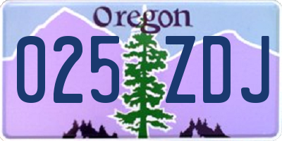 OR license plate 025ZDJ