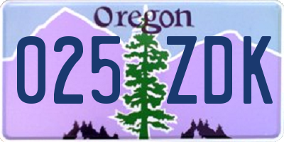 OR license plate 025ZDK