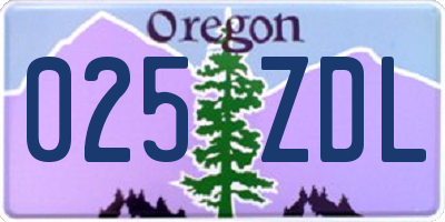 OR license plate 025ZDL