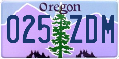 OR license plate 025ZDM