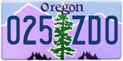 OR license plate 025ZDO