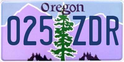 OR license plate 025ZDR