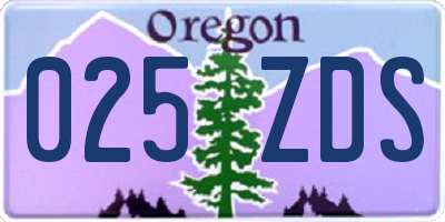 OR license plate 025ZDS