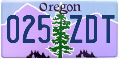 OR license plate 025ZDT