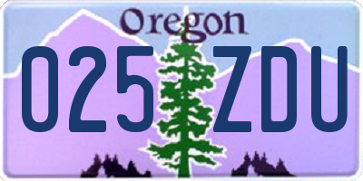 OR license plate 025ZDU