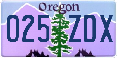 OR license plate 025ZDX