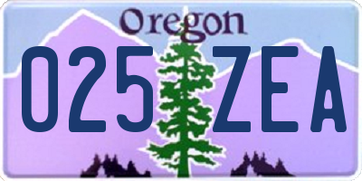 OR license plate 025ZEA