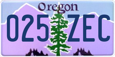 OR license plate 025ZEC