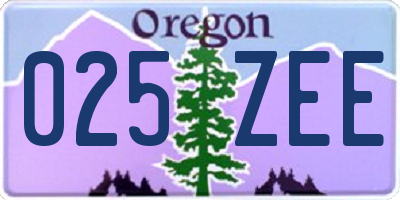 OR license plate 025ZEE