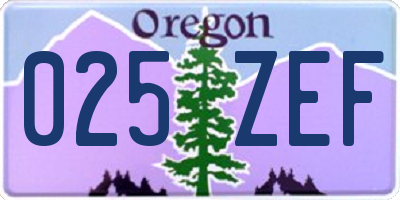 OR license plate 025ZEF
