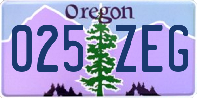 OR license plate 025ZEG