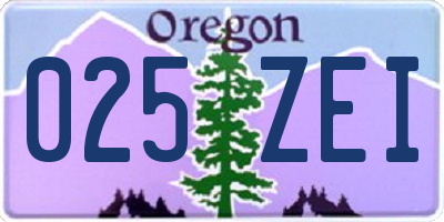 OR license plate 025ZEI