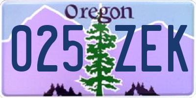 OR license plate 025ZEK