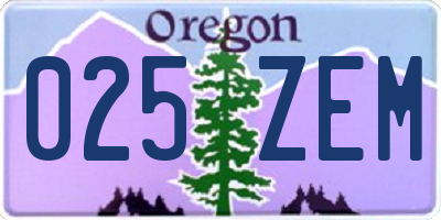 OR license plate 025ZEM