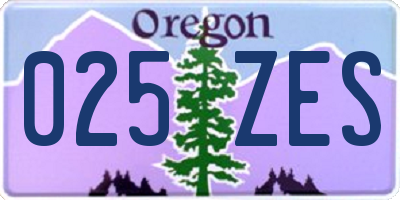 OR license plate 025ZES