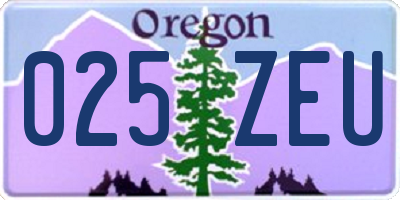 OR license plate 025ZEU