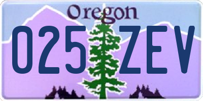 OR license plate 025ZEV