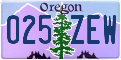 OR license plate 025ZEW