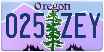 OR license plate 025ZEY