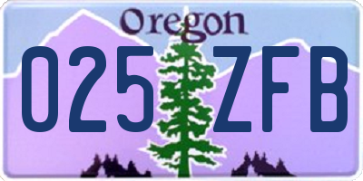 OR license plate 025ZFB