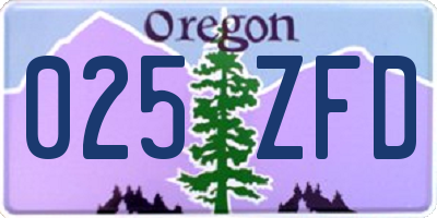 OR license plate 025ZFD