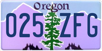OR license plate 025ZFG