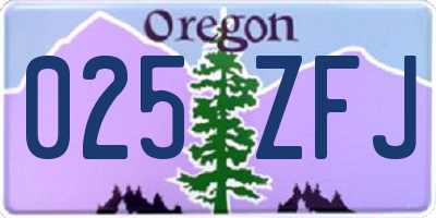OR license plate 025ZFJ