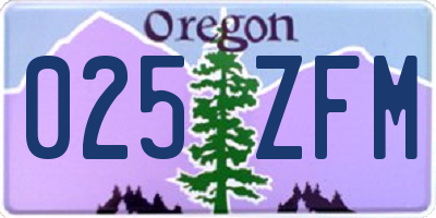 OR license plate 025ZFM