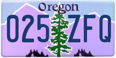 OR license plate 025ZFQ