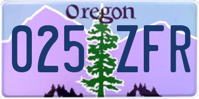 OR license plate 025ZFR