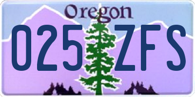 OR license plate 025ZFS