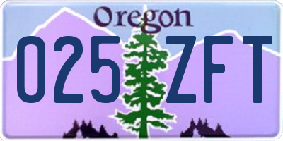 OR license plate 025ZFT