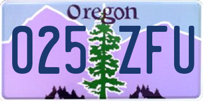 OR license plate 025ZFU
