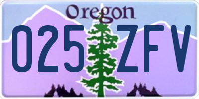 OR license plate 025ZFV