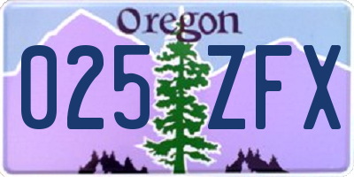 OR license plate 025ZFX