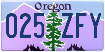 OR license plate 025ZFY