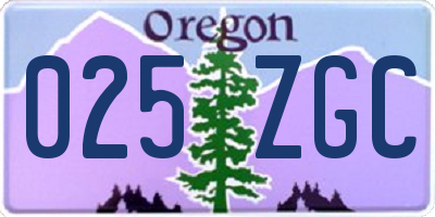 OR license plate 025ZGC