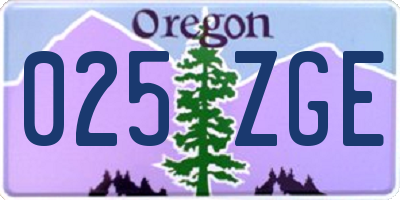 OR license plate 025ZGE