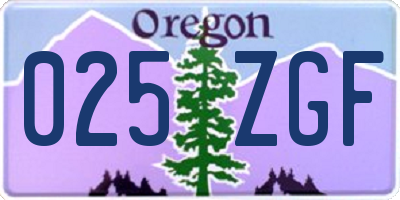 OR license plate 025ZGF