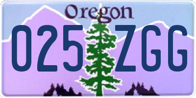 OR license plate 025ZGG