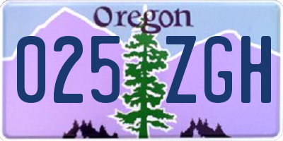 OR license plate 025ZGH