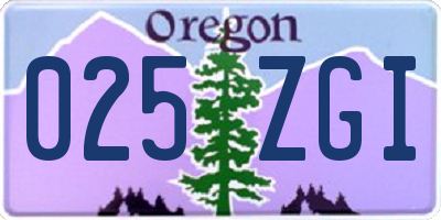 OR license plate 025ZGI